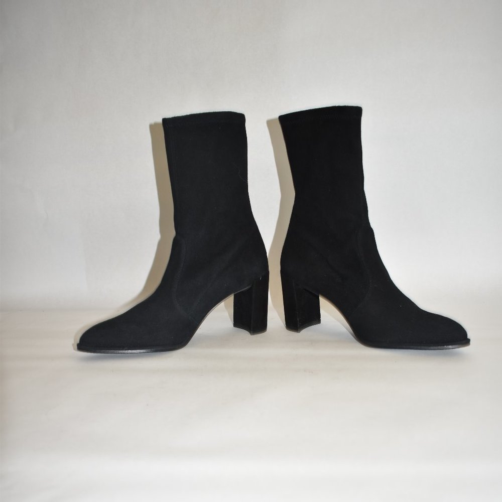 Stuart Weitzman Prancer Suede Sock Booties Pointy… - image 4